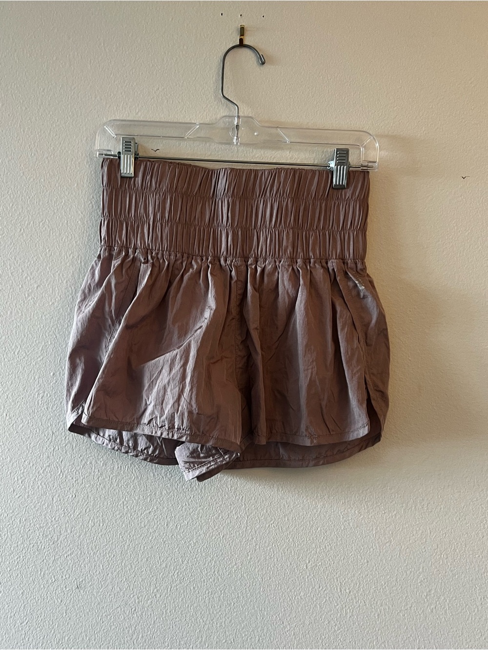 High-Waist Smocked Waistband Women’s Shorts Free People - Taupe
